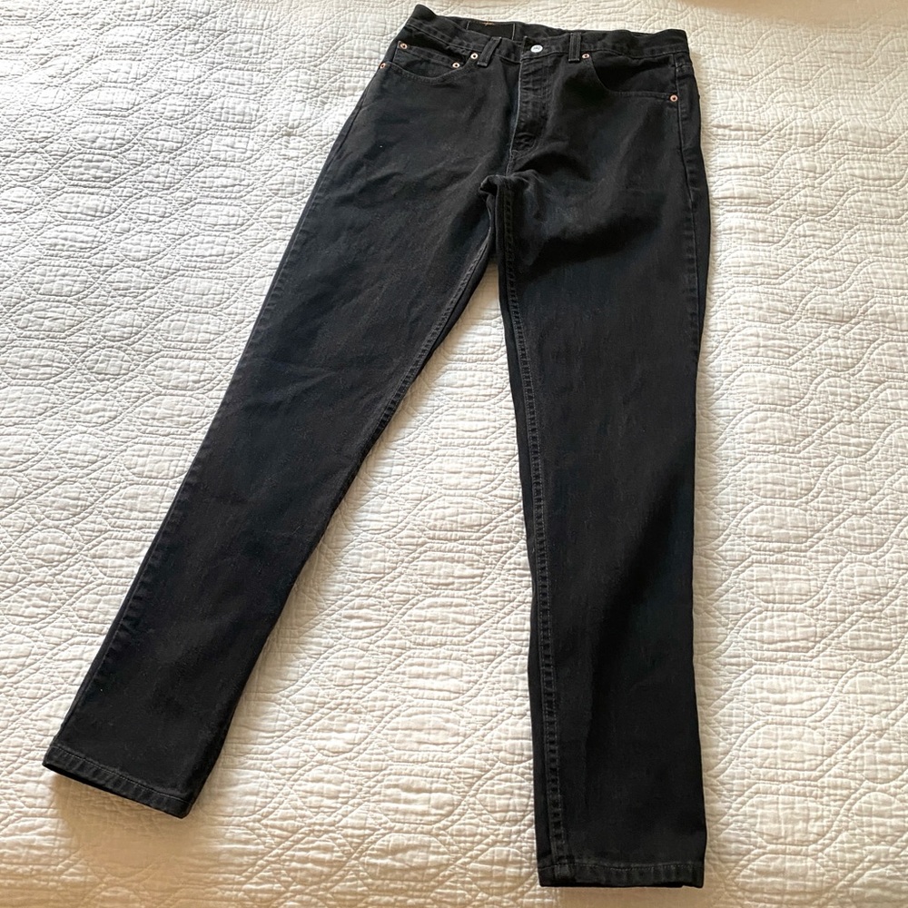 Vintage Levi's 512 Jeans 100% Cotton Men’s Black Slim Fit Tapered Leg Size 34